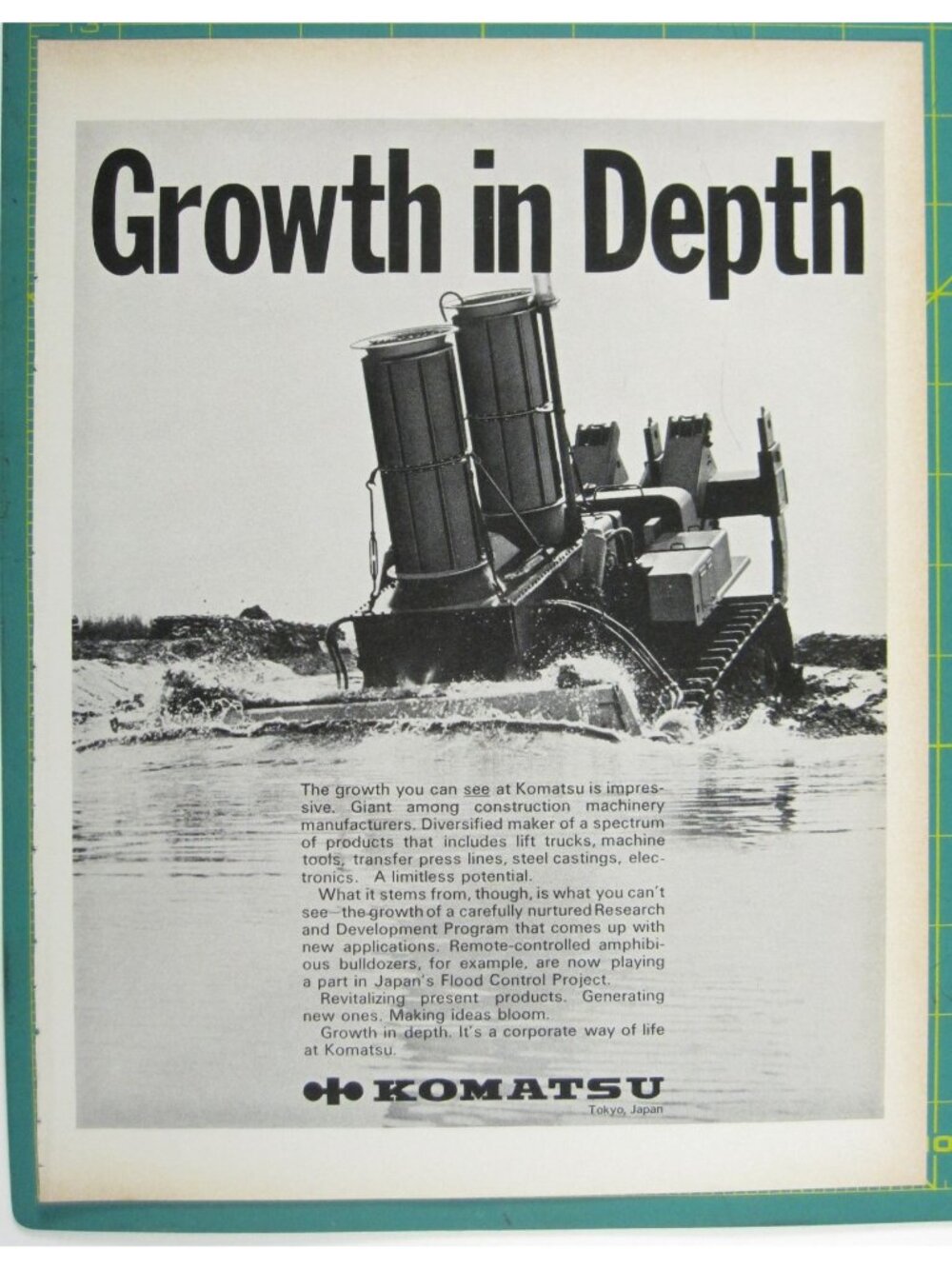 Print Ad Komatsu Growth In Depth Construction Vintage Japan Tokyo Bulldozer